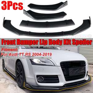 Kit carrosserie de protection avant pour Audi TT RS 2004-2019, aspect fibre de carbone/noir brillant/noir mat, avec lèvre de pare-chocs, spoiler et diffuseur - Product Image 1