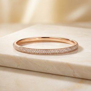 Xinfly Solid 18K <b>Gold</b> Three-Row Natural Diamond Pave <b>Bangle</b> Ring <b>Set</b> Stellar River Series AU75e FineJewelry for Women - Product Image 3