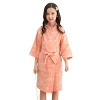 Peignoir léger en gaze de coton pur, jacquard teint en fil, motif mignon pour enfants
