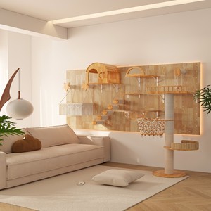 <span class=keywords><strong>Arbre</strong></span> à <span class=keywords><strong>chat</strong></span> mural facile à installer, structure d'escalade et griffoir en bois massif sur mesure, gain de place - Product Image 2