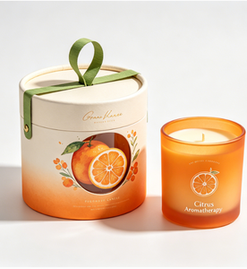 Emballage en tube de papier recyclable pour bougie parfumée, design personnalisé aux agrumes, impression quadricolore, produit ménager - Product Image 4