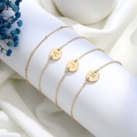 Chaîne en acier inoxydable plaquée or véritable 18 carats, bracelet en acier inoxydable double couche avec lettres gravées, ensemble de bracelets à 26 lettres pour