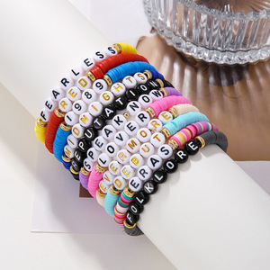 Bracelets populaires personnalisés en perles d'argile polymère avec lettres, collection Eras Music <span class=keywords><strong>Taylor</strong></span> 1989 <span class=keywords><strong>Reputation</strong></span>, bracelets perlés pour femmes et filles - Product Image 5