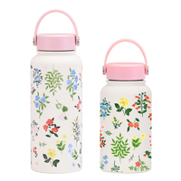Coffrets cadeaux de style bohème campagnard à motifs floraux, faible MOQ, bouteille isotherme/tasse/mug en acier inoxydable à double paroi