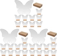 Marque-places en acrylique transparent en forme de papillon avec supports en bois 10x7,5 cm – Décorations de table élégantes pour mariages, fêtes et événements