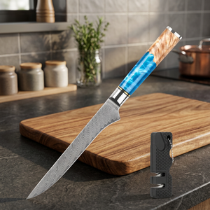 Cuchillo de Cocina Japonés de Acero al Carbono Damasco, para Deshuesar Pescado, Acabado de Alto Brillo, Ambidiestro, para Cortar Carne y Aves - Product Image 4