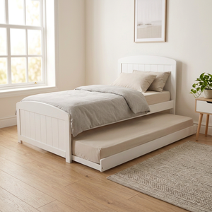 European-Style Radiata Wood and MDF Twin <b>Bed</b> with Trundle (White/<b>Black</b>) - Product Image 6