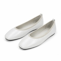 Birotzxiues Ballerines à bout carré gaufré pour femme, à enfiler, blanc, noir, talon bas, confortables, respirantes, taille européenne 36-44