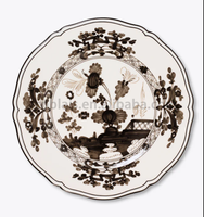 BLAIS Ensemble de vaisselle de luxe vintage porcelaine fine personnalisé réutilisable passe au lave-vaisselle motif de plante de forêt tropicale humide