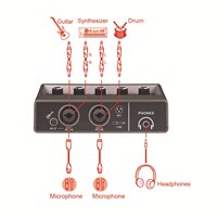 Kartu Suara Eksternal TEYUN Q16 USB, Antarmuka Audio untuk Siaran Langsung, Monitor Gitar Elektrik, Rekaman Studio PC, dan Bernyanyi di Perangkat Seluler