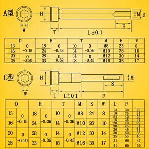 Xie Sheng Mould Small Tie Rods D13 D16 D20 D25 SCM435 Steel 12.9 Grade Limit <b>Screws</b> - Product Image 2