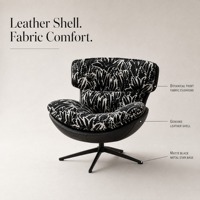 Fauteuil lounge moderne en cuir véritable, fauteuil d'appoint rembourré en tissu floral, base en métal, fauteuil simple pour salon
