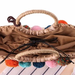 Bolsos de Mano de Gran Capacidad, Bolso de Hombro con Personalidad, Forma Redonda Simple, Bolsa de Madera, Cesta Tejida, Estilo Rústico - Product Image 4