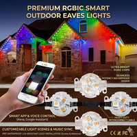   Luces LED RGBIC Inteligentes para Exteriores con Control por Voz a través de Aplicación, Resistentes al Agua IP67, para Decoración Navideña Permanente en el Techo de la Casa durante Todo el Año