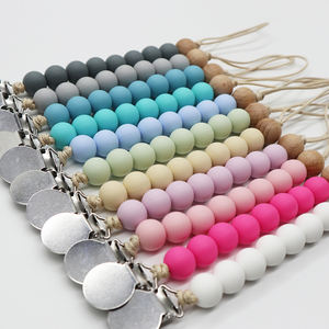 Amanzon Perles de <span class=keywords><strong>Silicone</strong></span> <span class=keywords><strong>Dentition</strong></span> En Acier Inoxydable Bébé Sucette Clip - Product Image 2