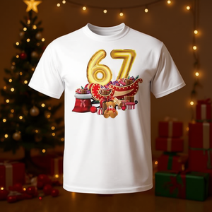 T-shirt 67 Meme Christmas Party, unisex, per adulti, manica corta, girocollo, design con stampa digitale - Product Image 3