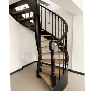 Modern <strong>Half</strong> Curve Stairs Wood Construction with Marble Internal <strong>Steps</strong> Middle Thread Wood Bone Stair - Product Image 4