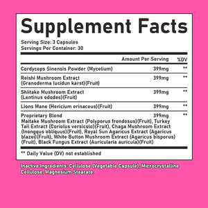 Capsules de champignons pour adultes très vendues, 90 capsules végétales, 10 extraits de champignons, soutien immunitaire, aide à la clarté mentale, végétalien, naturel - Product Image 2