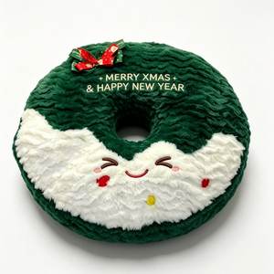 Coussin en peluche personnalisé en forme de couronne de Noël, coussin en peluche en forme de couronne de Noël, coussin de Noël en forme de beignet - Product Image 2