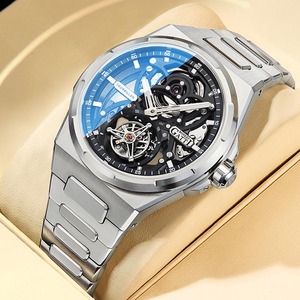 Nouveau squelette montre-bracelet de luxe en acier inoxydable verre saphir étanche Tourbillon mécanique hommes montres petit cadran Chrono - Product Image 1