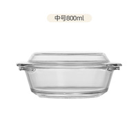 Four à micro-ondes de grande capacité, plats de cuisson ronds ovales à haute teneur en borosilicate avec couvercle en verre