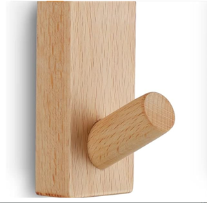 Ganchos de pared redondos modernos de madera de nogal, ganchos de pared de madera pulida natural, colgador individual - Product Image 4