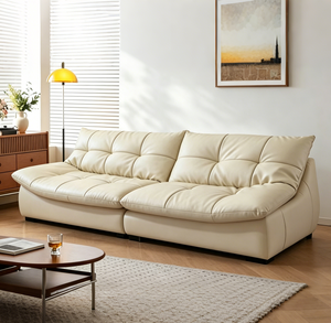Divano in Pelle Moderno e Lussuoso per Soggiorno Minimalista, Grande Divano Imbottito per Arredamento <span class=keywords><strong>Contemporaneo</strong></span> - Product Image 1