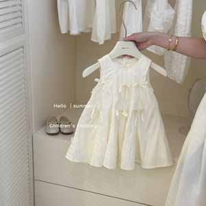 Abito Estivo Coreano Senza Maniche per Ragazze, Vestito a Tinta Unita con Fiocco, Casual e Carino - Product Image 3