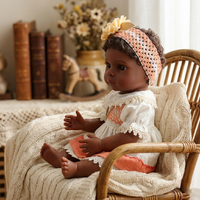 Poupée Reborn Yeezwood Mignonne Peau Noire 50cm, Corps Entier en Silicone Réaliste, Poupée Reborn Américaine Africaine en Silicone pour Fille