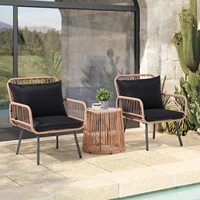 Ensemble de meubles d'extérieur en rotin tressé à la main de qualité supérieure, 3 pièces, pour patio, jardin, bord de piscine