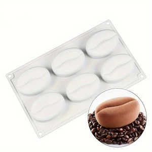 Molde de silicona de 6 cavidades con forma de grano de café y labios rojos, para repostería, cubitos de hielo, frutas, gomitas y chocolate, apto para horno y contacto con alimentos - Product Image 2