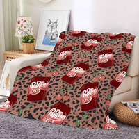 Selimut Jacquard 100% Poliester Motif Kaleng Minuman Soda Cantik, Pita Ceri Coquette, Bunga, Lembut, Nyaman, Berbulu Halus, Penutup Sofa & Tempat Tidur