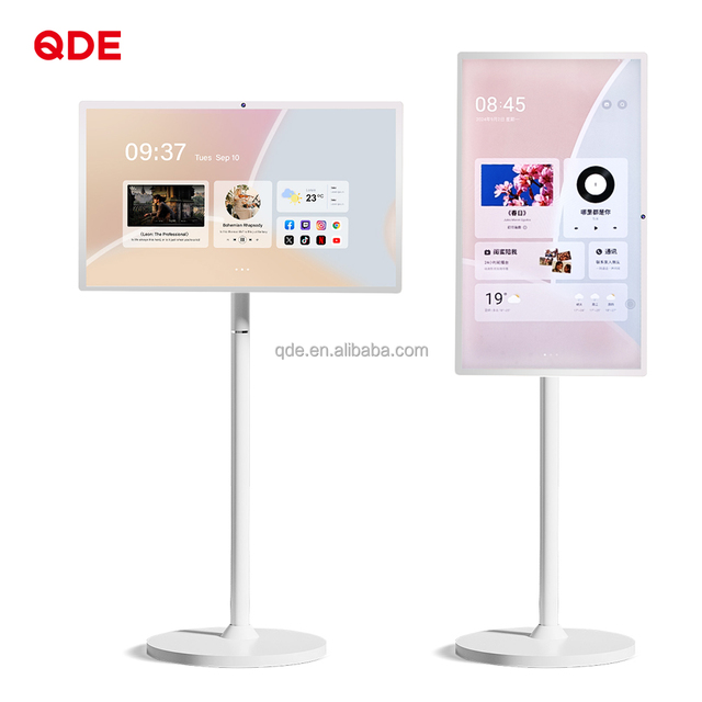 QDE Portable Smart Screen on Wheels 1080P/4K LED Interactive Android OS with Google Store Wireless