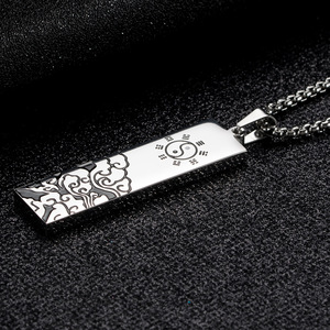 Colgante de Acero de Titanio con Mantra de Nueve Caracteres Taoístas, Diseño Geométrico, Collar Unisex, Joyería de Regalo - Product Image 3