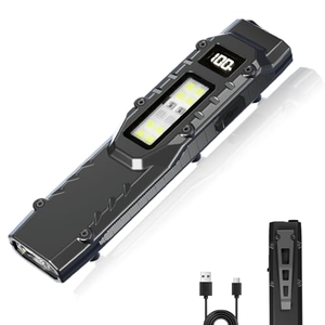Lampe torche LED rouge et violette 1200 lumens, en acier inoxydable, avec batterie intégrée 1000 mAh, lampe stylo pour usage extérieur, chargement Type-C avec clip - Product Image 1