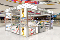 Kiosque d'exposition cosmétique personnalisé BKC029, respectueux de l'environnement, avec éclairage LED et finition laminée pour la décoration intérieure des magasins de cosmétiques