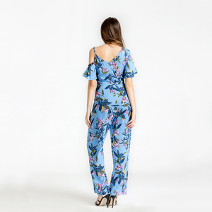 2019 nouvelle mode casual maïs-ruban <span class=keywords><strong>embelli</strong></span> à epaules ouvertes combinaison avec imprimé floral - Product Image 4