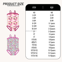 Traje de Baño de Una Pieza con Estampado Floral para Niñas, Corte Ajustado Premium, Tirantes Finos, Ribete de Encaje, Impresión de Logotipo Personalizado, OEM ODM