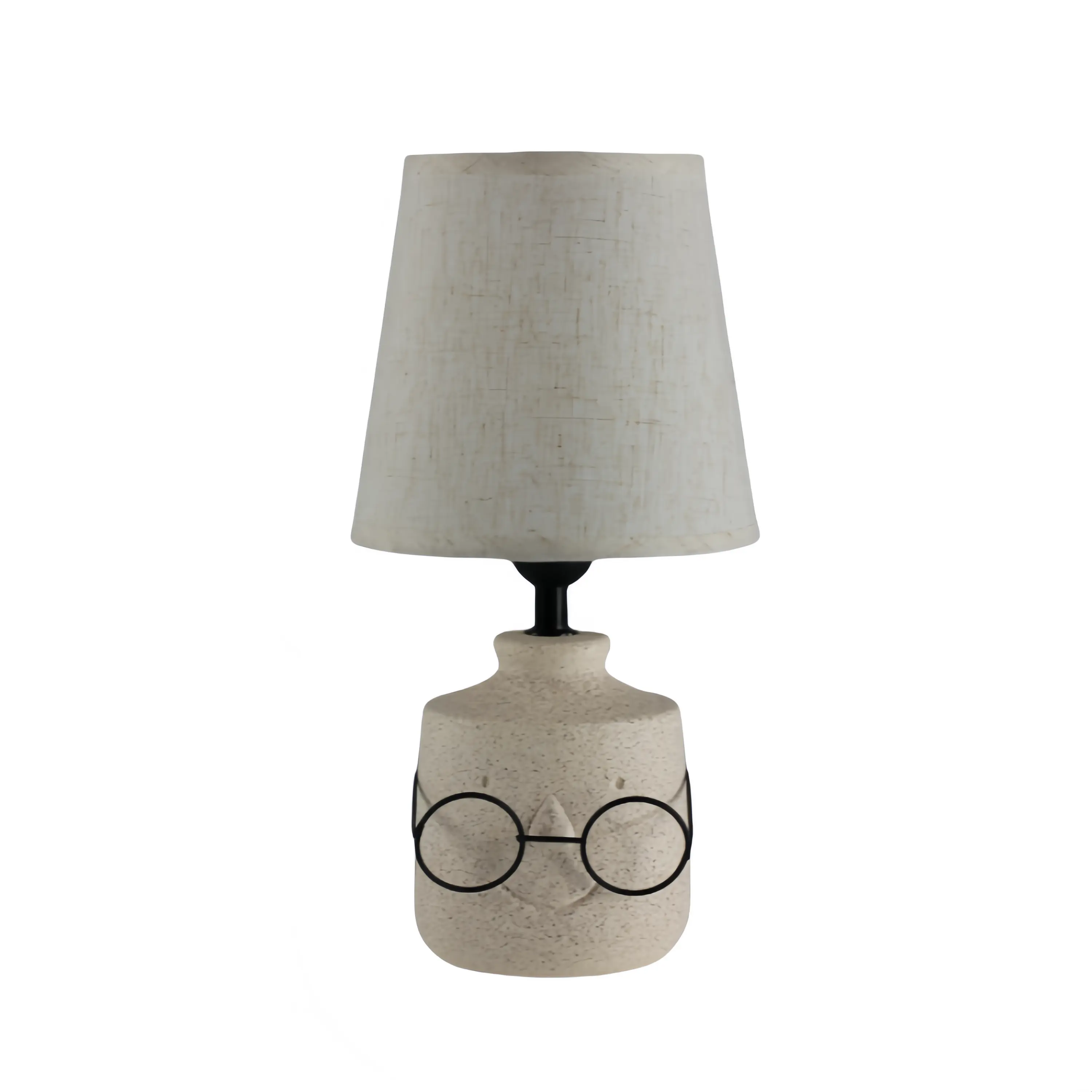 Lámpara de escritorio de cerámica con diseño de cara inteligente para decoración del hogar moderna nórdica con pantalla de lámpara de lino para sala de lectura y dormitorio