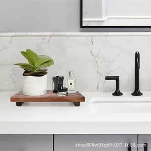 Custom Wooden Soap Dish Rectangular Freestanding <b>Bathroom</b> <b>Shelf</b> Durable Solid Wood Base Retro Colors <b>Black</b> White - Product Image 3