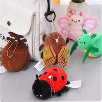 Vente en gros de porte-clés en peluche série insecte, pendentif de sac avec pendentif en forme de coccinelle, abeille et cigale, insecte en peluche