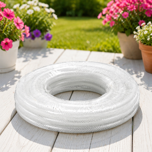 Tuyau d'eau flexible haute pression en <span class=keywords><strong>PVC</strong></span> souple non toxique tressé en fibre, léger, durable, certifié ISO, tubes en plastique transparent de 1/2 pouce - Product Image 1
