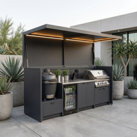 Cuisine extérieure de luxe Hyrley en acier inoxydable 304 avec abri, cuisine extérieure antirouille, barbecue pour terrasse, divertissement en plein air