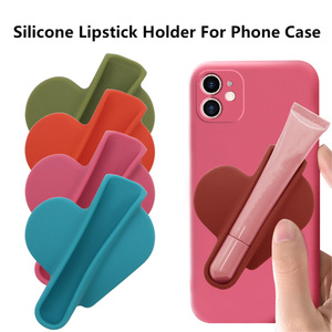 Support à rouge à lèvres en forme de cœur pour téléphone portable, support de téléphone pour baume à lèvres, support de téléphone portable en silicone auto-adhésif, support de brillant à lèvres pour le dos du téléphone avec adhésif - Product Image 2