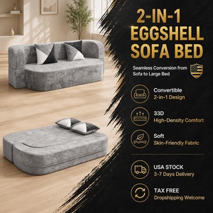 [Stock en EE. UU.] Sofá Cama Eggshell de 78.74" Convertible sin Estructura con Tela de Felpa Suave, <span class=keywords><strong>5</strong></span> <span class=keywords><strong>Colores</strong></span>, Envío Nacional en EE. UU., MOQ 1 - Product Image 1