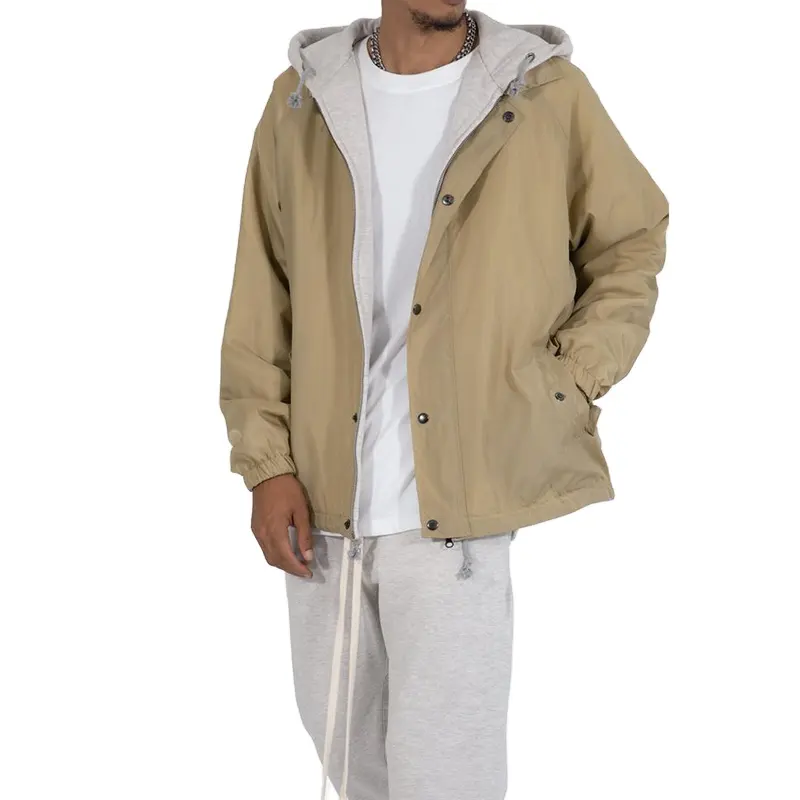 Jaqueta de sarja masculina plus size, casacos casuais com capuz de algodão com cinch
