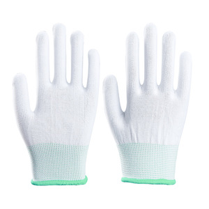 Guantes de seguridad de nailon antiestáticos, 13 puntadas, textura completa, para trabajo en fábrica, blancos, ligeros, sin látex - Product Image 2