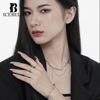 Bague en émail ICEBELA en argent sterling 925, série Lac Glacé Bleu Menthe, texture givrée, avec goutte de colle, mignonne