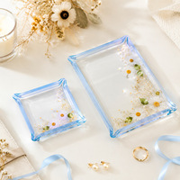 Moule en silicone carré pour la coulée de résine, plateau de rangement irrégulier pour bijoux, moule en époxy avec motif de fleurs séchées, outils de bricolage