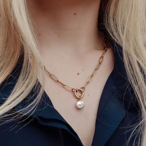 Collar de Acero Inoxidable 316L con Baño de Oro PVD de 14k/18k, Resistente al Agua y al Deslustre, con Colgante Tipo Clip para Mujer - Product Image 2
